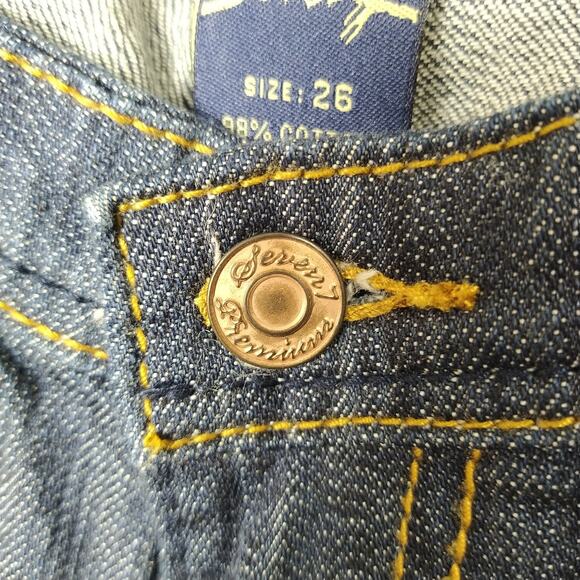 SEVEN7 Womens Jeans Size 26 Dark Denim Wash Flare Leg Cotton Spandex ALTERED - Picture 5 of 8